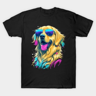 Cool Golden Retriever Dog with Sunglasses T-Shirt